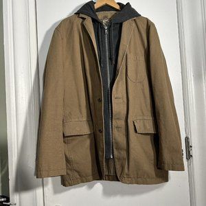 Graphic Hooded Hoodie Jacket Coat Full Zip Up Brown Gray Express Mens XL